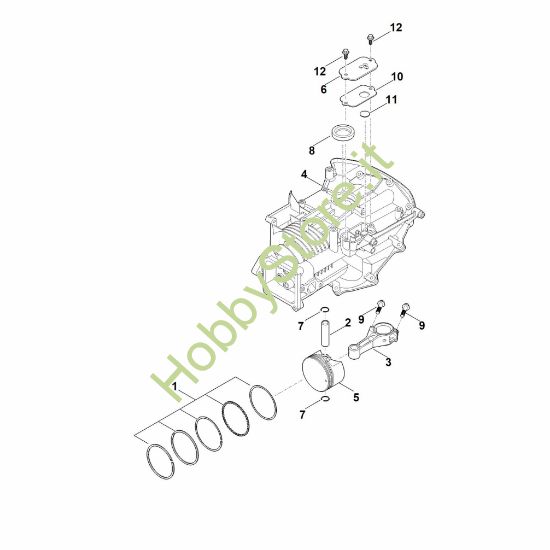 Picture of C - Carter motore, pistone e biella EVC 200.3 (EVC200-0007)